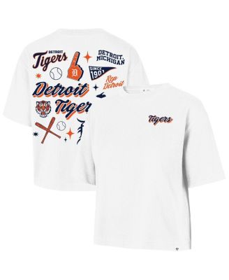 Women's White Detroit Tigers Collage Script Reed City T-Shirt