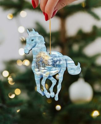 Christmas Horse and Deer Wooden Ornaments  Wall Decor, Set of 3