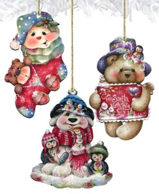 Christmas by Jamie Mills Price Holiday Wooden Ornaments, Set of 3