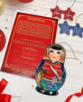 Nutcracker Dolls Wooden Ornaments, Set of 3