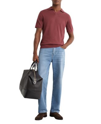 Men's Merino Wool Open Collar Polo Shirt