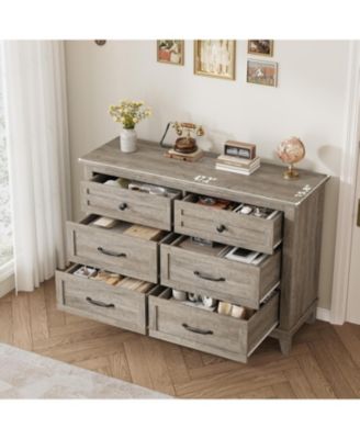 6-Drawer Black Bedroom Dresser, 47" Wide Freestanding Chest with Storage, Wooden Closet Organizer for Living Room, Bedroom, Entryway