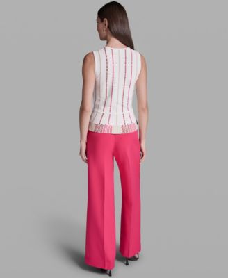 Women's Sleeveless V-Neck Peplum Top