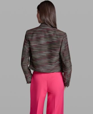 Women's Textured Open-Front Collared Jacket