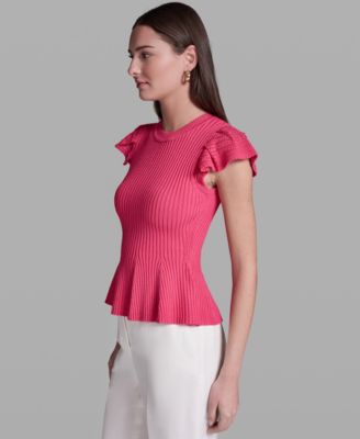 Women's Short-Sleeve Crewneck Peplum Top