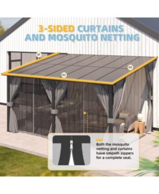 20'x8' Wall Gazebo with Curtains and Mosquito Netting