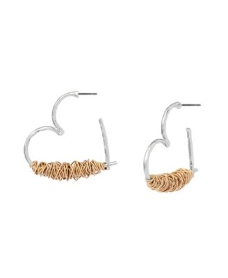 Two-Tone Heart Medium Hoop Earrings