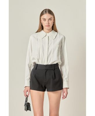 Women's Pintuck and Ruffle Detail Shirt