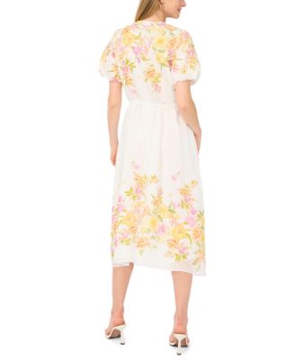 Women's V-Neck Printed Midi Dress