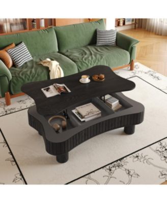 Lift Top Coffee Table - Fluted Panel, Hidden Storage.