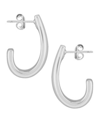J-Hoop Earrings Set in 14k White Gold