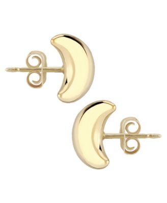 Cresent Moon Stud Earrings Set in 14k Gold (8mm)