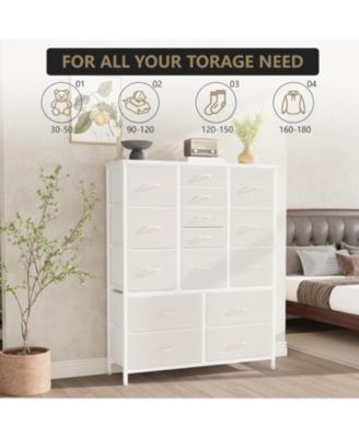 15 Drawer Dresser, 15 Drawers Dresser for Bedroom,Tall Fabric Storage Cabinet with Multiple Drawers,Space-Saving Chest of Drawers for Bedroom