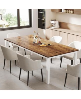 78.7" Long Dining Table, Large Industrial Kitchen Table for 6-8, Metal Legs, Rounded Corners