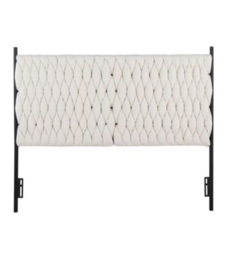 Cream Sherpa Queen Headboard with Button Tufting Adjustable Height