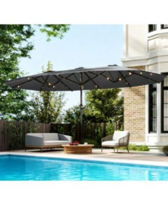 with Base,Patio Parasol with LED Solar