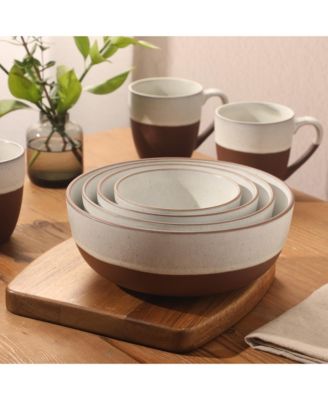 William Crest 4 Piece Nesting Serving Stoneware  Reactive Bowl Set,  5”, 6.25”, 7.5”, 9”, Prep & Serving Bowls