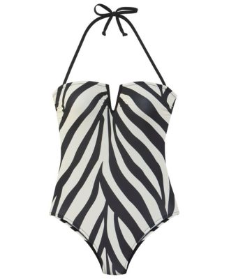 Women's Animal Print V Notch One Piece Swimsuit Bra Sizing