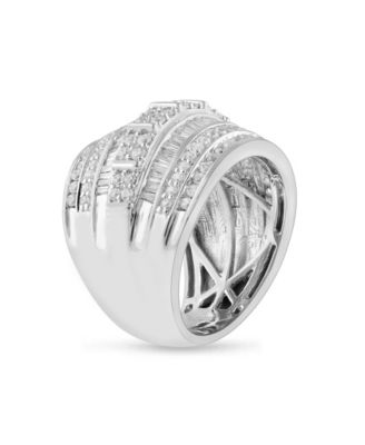 Diamond Wide Band Multi-Row Statement Ring (2 ct. t.w.) in Sterling Silver
