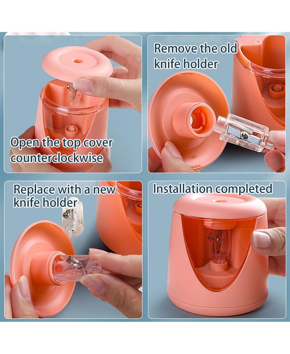 Htutwoo Electric Pencil Sharpeners Stationery, Super Fast Sharpening with Shavings Box for 6-8mm Pencils