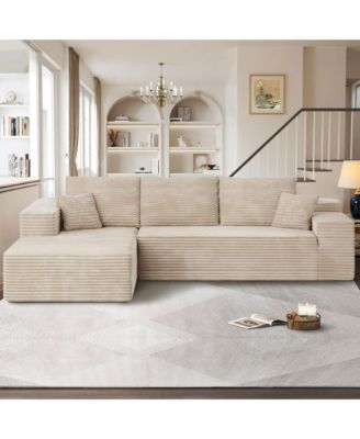 No Assembly Required Cloud Sectional Sofa, L-Shape Couch Chaise Lounge with Deep Seat and Wide Armrest for Living Room Bedroom