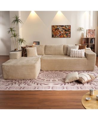 No Assembly Required Cloud Sectional Sofa, L-Shape Couch Chaise Lounge with Deep Seat and Wide Armrest for Living Room Bedroom