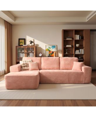 104" No Assembly Required Cloud Sectional Sofa, L-Shape Couch Chaise Lounge with Deep Seat and Wide Armrest for Living Room Bedroom