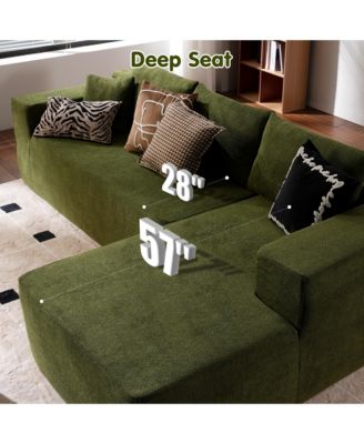 104" No Assembly Required Cloud Sectional Sofa, L-Shape Couch Chaise Lounge with Deep Seat and Wide Armrest for Living Room Bedroom