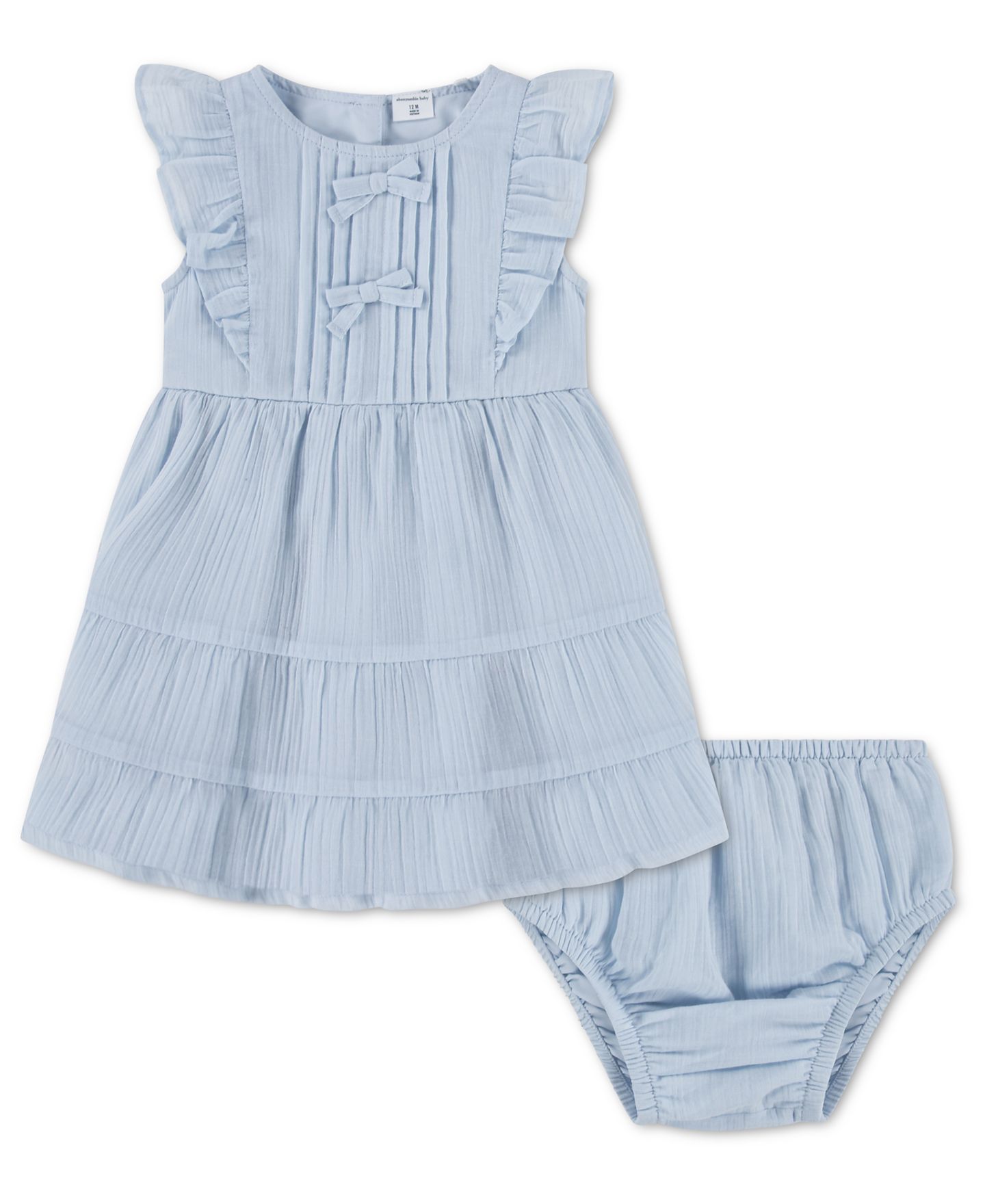 Детский комплект abercrombie kids для девочки: платье с защипами и рукавами-крылышками, цвет: Синий — фото 1