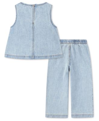 Baby Girls' Ruffle Top and Denim Pants, 2-Piece Set