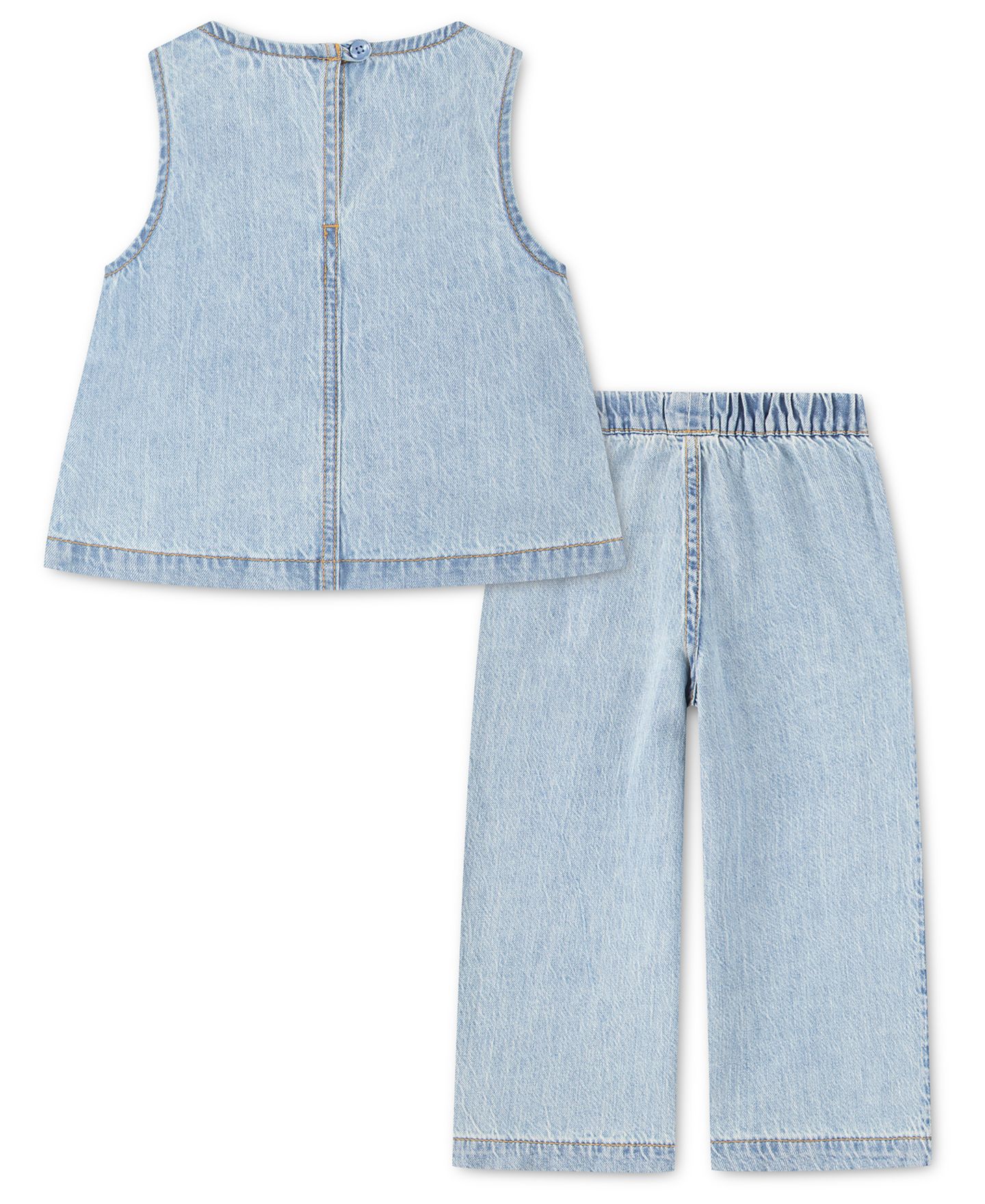 Детский комплект abercrombie kids для девочки: топ с рюшами и джинсовые брюки, цвет: Синий — фото 2