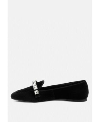 LAMINGTON Womens Diamante Embellished Velvet Loafers