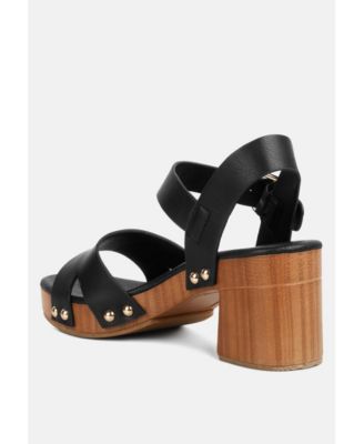 Womens campbell faux leather textured block heel sandals