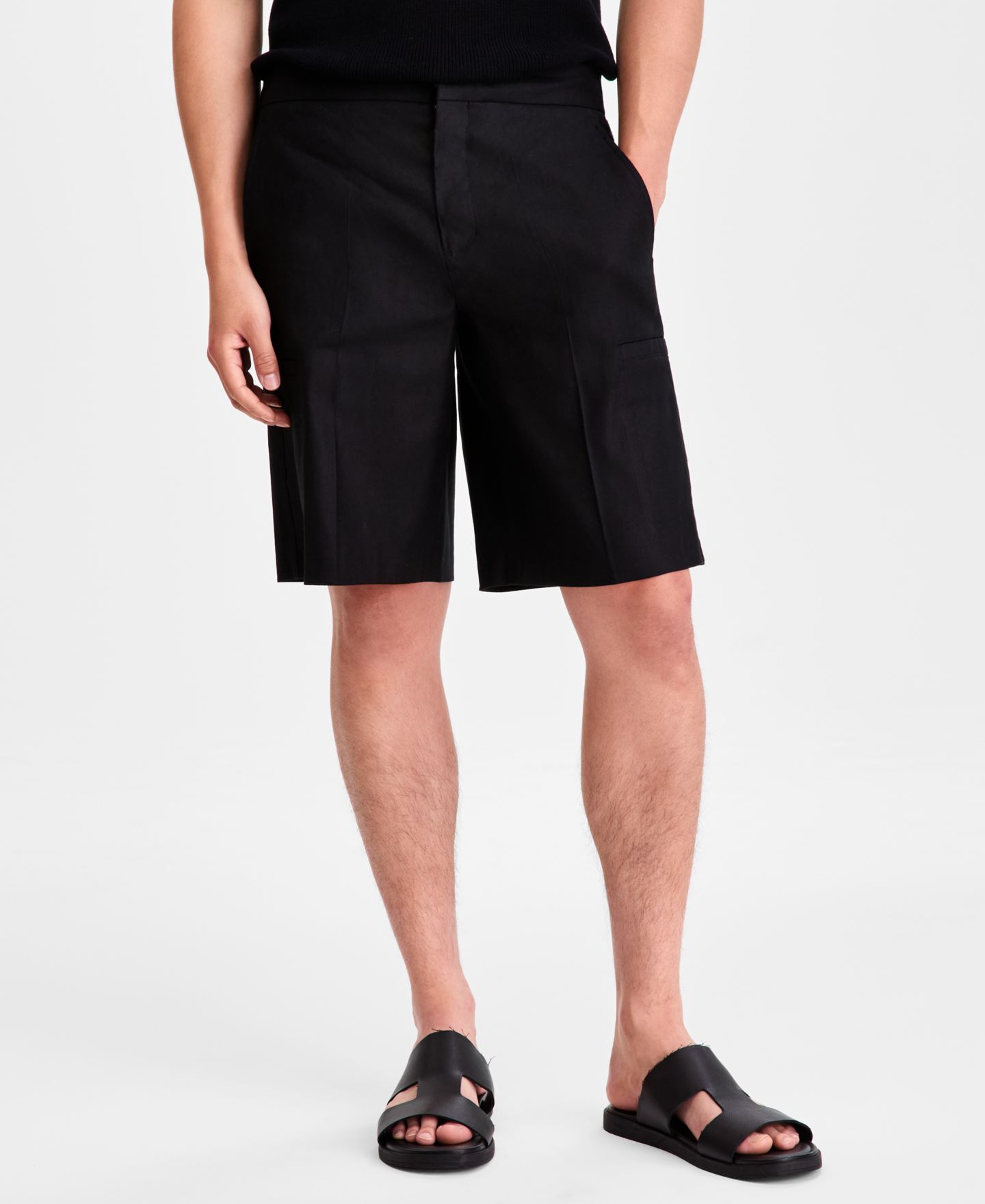 Мужские шорты Alfani Linen-Blend Utility Shorts, Macy's Exclusive, цвет: Глубокий чёрный — фото 2