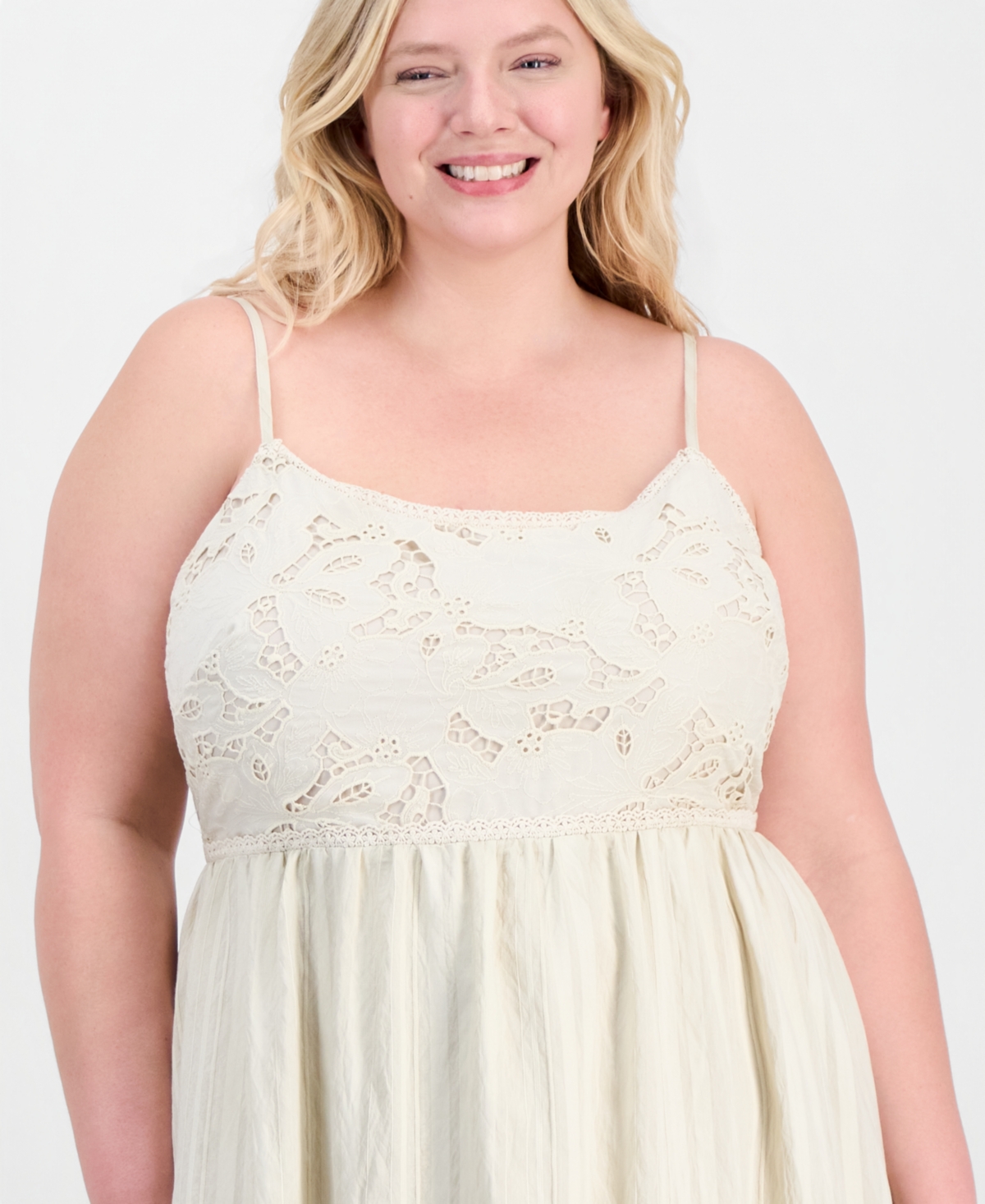 And Now This Trendy Plus Lace-Trim Striped Midi Dress, Macy's Exclusive