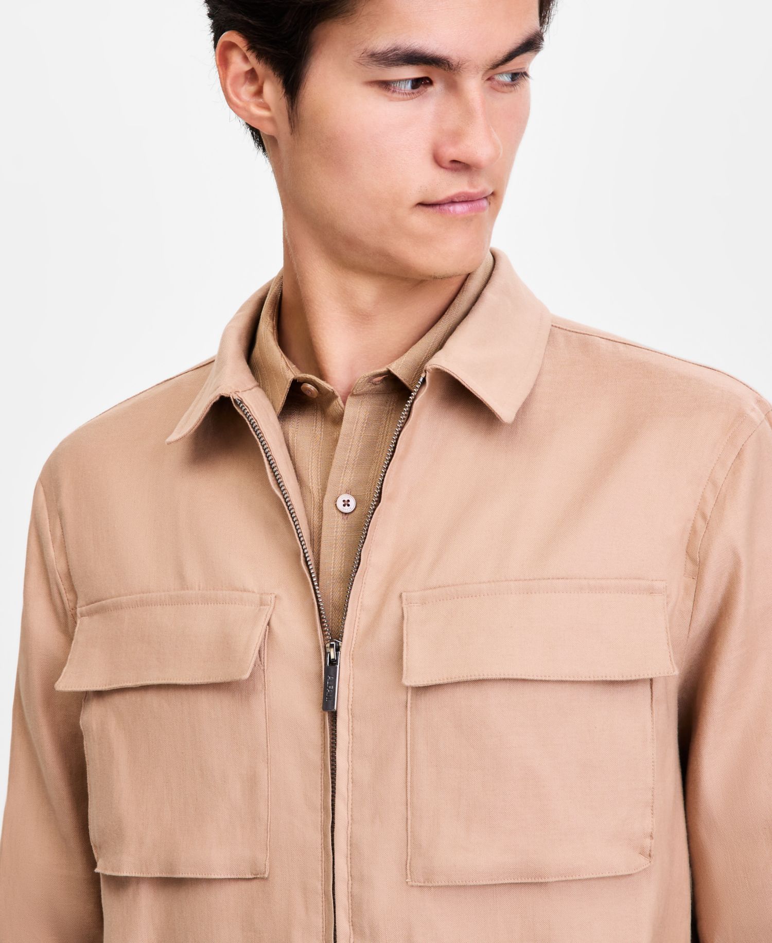 Men's Long-Sleeve Linen- Blend Tech Shirt Jacket, Macy's Exclusive