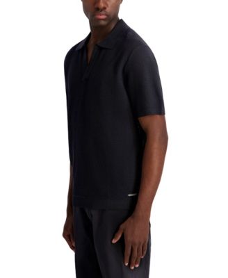 Men's Open Weave Johnny Collar Polo Shirt