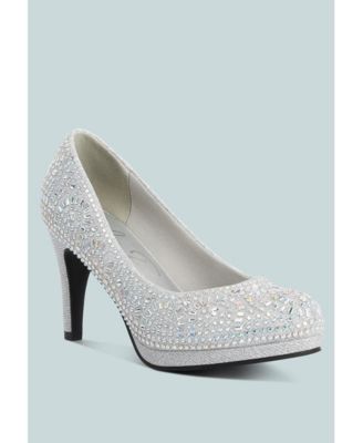Womens Jolly Exquisite Rhinestone-Embellished Stiletto Pumps