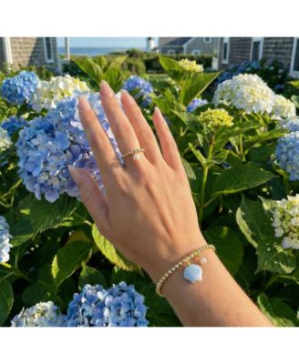 3mm Gold Filled Beads With Mini Pearl and Glass Seashell Charm Bracelet