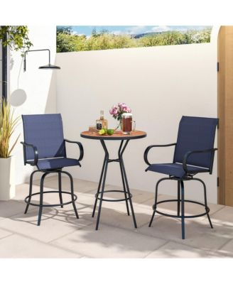 Set of 4 Outdoor Swivel Bar Stools with Breathable Fabric and Heavy-Duty Metal Frame