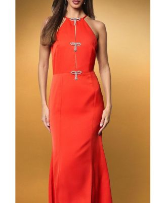 Women's Diamante Bow Halter Maxi Dress