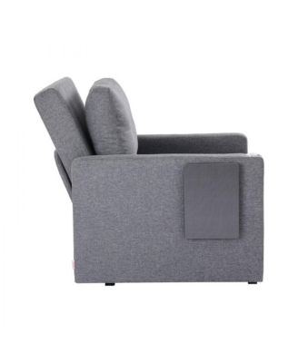 Sleeper Sofa Bed with Side Pocket, Pillow, Armrest, Desk Board & 5 Adjustable Angles