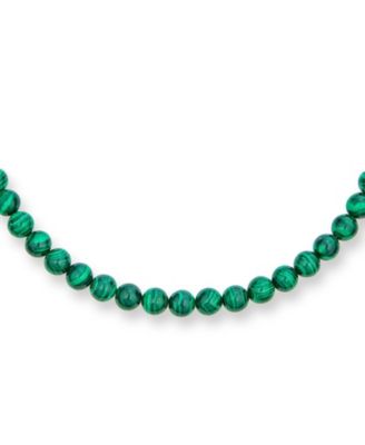 Semi-Precious Created Malachite Stone 10MM Bead Strand Collar Necklace 16 Inch