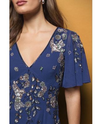 Women's Floral Embellished Midi Dress