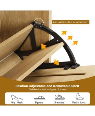 Shoe Storage Cabinet with 3 Flip Drawers, Rattan Hidden Freestanding Organizer with Adjustable Shelves and Metal Knob for Entryway, Hallway