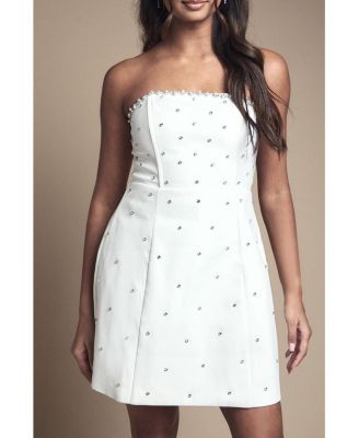 Women's Hotfix Diamante Bridal Mini Dress