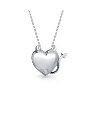 Whimsical Devil Horns Heart Shape Pendant Necklace
