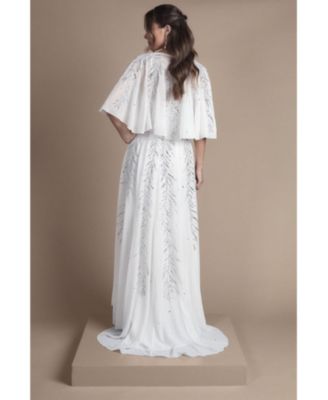 Women's Angel Sleeve Maxi Wedding Dress
