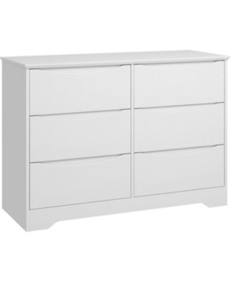 6 Drawer Tall Wood Dresser, Modern Storage Chest with Wide Top for Bedroom