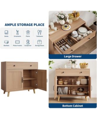 Buffet Cabinet Sideboard with 2 Drawer & 4 Doors, Accent Cabinet with Storage, Console Coffee Bar Table